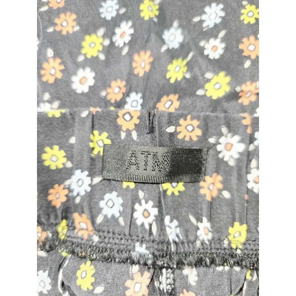 ATM 100%‎ Silk Pants High Rise Floral Print Flat Front Pockets EUC Med
